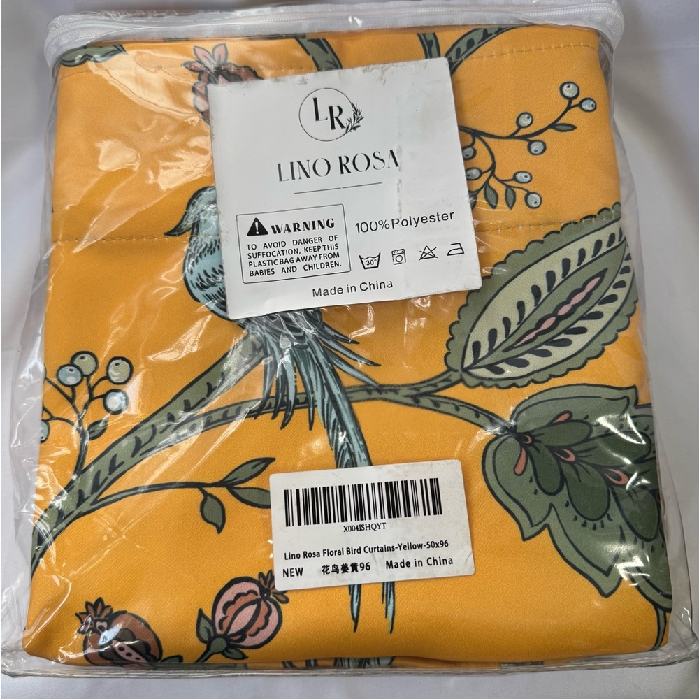 Botanical Print Yellow Window Curtains - Floral Drapes - Picture 7 of 7
